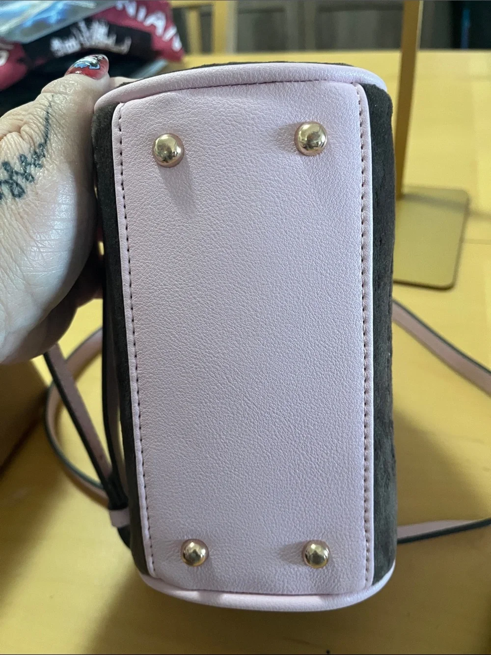 Juicy Couture Brown Satchel with Pink Trim and Embroidery